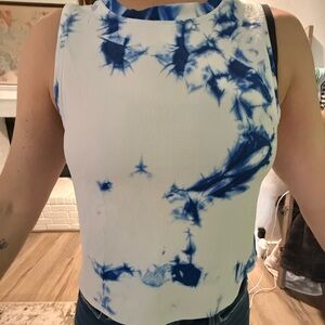 Blue Tie-Dye Sleeveless Top